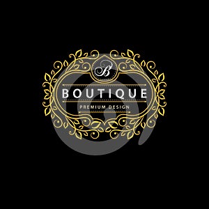 Monogram design elements, graceful template. Elegant line art logo design. Business sign, identity for Restaurant, Royalty