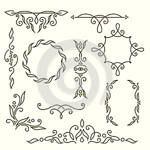 Monogram design elements, graceful template. Elegant line art logo design, frames and borders. Vector illustration