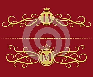 Monogram design elements, graceful template. Elegant line art logo design. Letter B, M. Business sign, identity for Restaurant