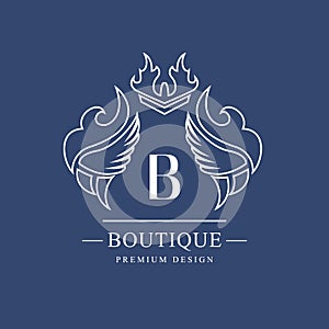 Monogram design elements. Letter B. Graceful template. Elegant art logo design. Drawn emblem. Business sign,