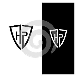 Monogram flat modern HP and shield logo