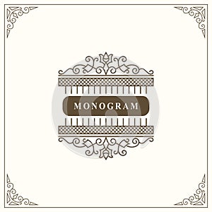 Monogram Graceful Template. Elegant Line Art Logo Design. Vintage Emblem for Luxury Crest, Royalty, Business Card, Boutique, Hotel