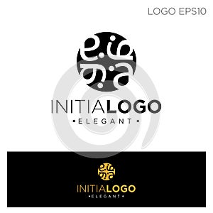 monogram initial a, aa logo template black color vector illustration