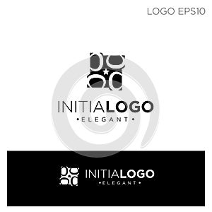 monogram initial b or d logo template black color vector illustration