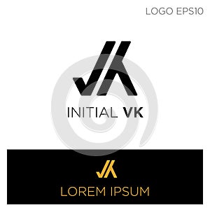 monogram initial vk, v, k logo template black color vector illustration