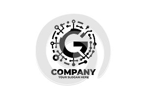 Monogram Letter G with Grid Pattern