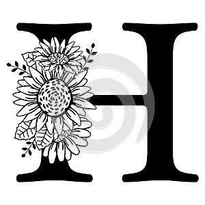 Monogram letter H with flower name logo