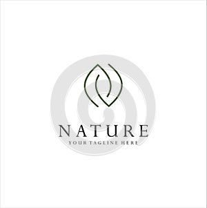 Monogram Letter N Leaf Logo Nature Logos Stock Illustration . Simple Letter N Organic Logo Design Natural