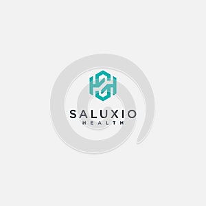 Monogram letter S H logo hexagonal design