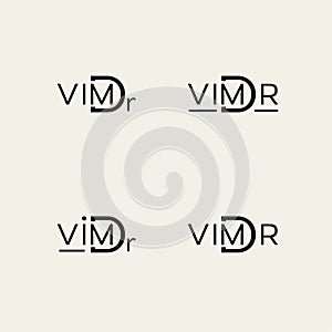 Monogram logo, Initial letters D and V or Dr Vim black color on beige background