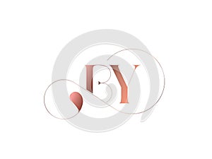 BY monogram logo signature icon. Elegant decorative swirl alphabet initials.