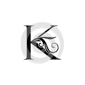 Monogram Luxury Initial Logo Letter K vector design concept luxury floral leaf