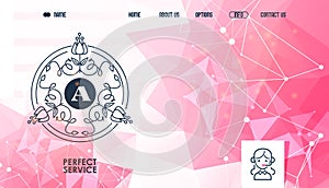 Monogram, perfect online service vector illustration. Landing banner, make stylish logo professional website, assistant