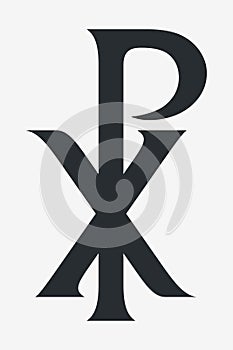 Monogramma Christi. Monogram of Jesus Christ (Christogram) Christian Sacred Chi Rho Symbol