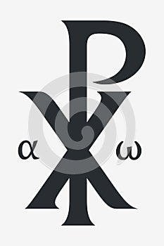 Monogramma Christi. Monogram of Jesus Christ (Christogram) Christian Sacred Chi Rho Symbol