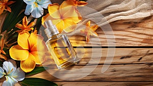 Monoi de Tahiti essential oil in a bottle. Generative AI,