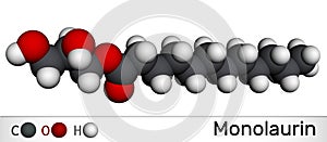 Monolaurin, glycerol monolaurate, glyceryl laurate molecule. It is monoglyceride and dodecanoate, used as a surfactant in