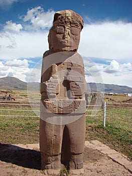 Monolith at archeological site of Tiahuanaco Tiwanaku - Bolivia