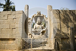 Monolithic statue of Lakshmi Narasimha Hampi in India