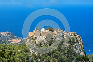 Monolithos Castle on Rhodes Island, Mediterranean Sea, Greece.