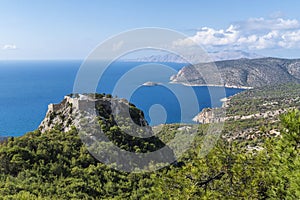 Monolithos Castle ruins. Rhodes, Greece