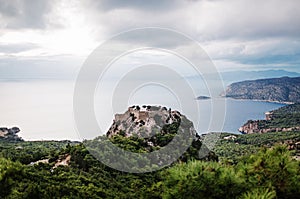 Monolithos Castle view on Rhodes Island, Greece