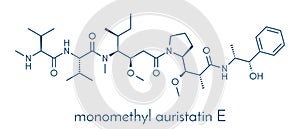 Monomethyl auristatin E MMAE, vedotin, the cytotoxic payload of brentuximab vedotin antibody-drug conjugate. Skeletal formula.