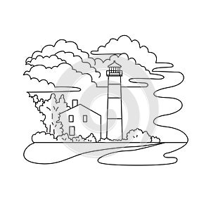 Monomoy Point Light or Lighthouse in Chatham Massachusetts USA Mono Line Art