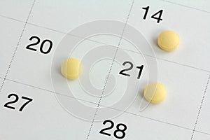 Monophasic Birth Control Pills on a Calendar