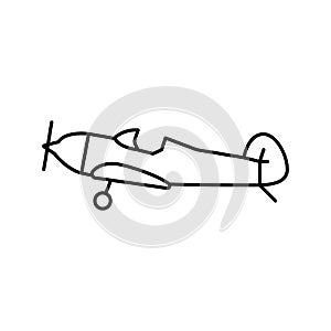 monoplane airplane aircraft line icon vector illustration