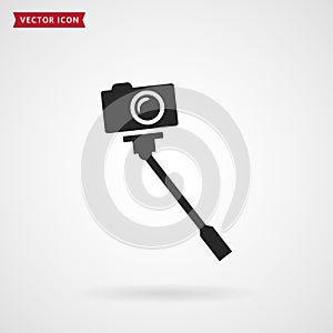 Monopod with camera vector icon