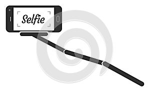 Monopod Selfie Portrait Smartphone App Vector Illustration