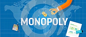 Monopoly concept of a company dominate market share of a product. Market leader generate sales or revenue in business photo