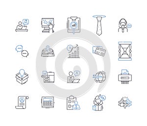 Monopoly oligopoly line icons collection. onopoly, Domination, Control, Exclusivity, Supremacy, Monopolization, Power