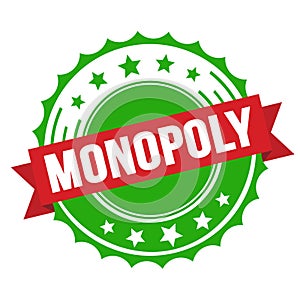 MONOPOLY text on red green ribbon stamp