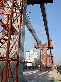 Monorail Construction Site in Samutprakan District, Thailand photo
