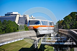 The monorail and the contemporary resort at Disney World