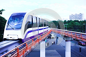 Monorail fast train on railway photo