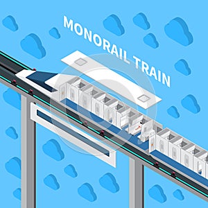 Monorail Train Isometric Composition