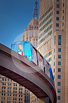 Monorail train in Detroit