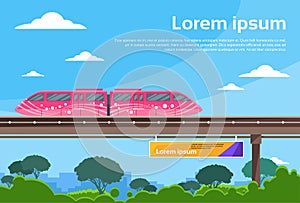 Monorail Train Sky Subway Public Flat Vector