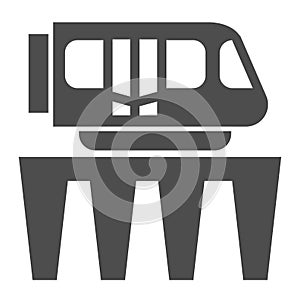Monorail train solid icon, Public transport concept, Monorail subway sign on white background, Monorail and Tram icon in