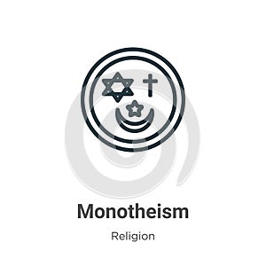 Monotheism outline vector icon. Thin line black monotheism icon, flat vector simple element illustration from editable religion