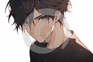 Monotone, Animeinspired Male Character With An Expressive Face And Youthful Appearance