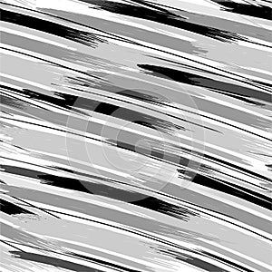 Monotone black ,grey and white Trendy Vector seamless pattern with hand paint brush strokes modern style