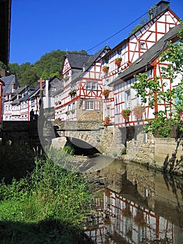 Monreal with Half-timbered Houses along Elz River, Rhineland-Palatinate, Germany