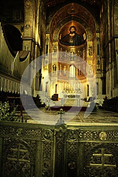 Monreale Cathedral altar & golden mosaics, Sicily photo