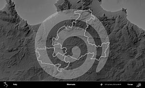 Monreale outlined, Italy. Grayscale