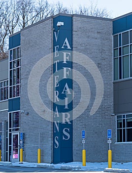 Monroeville, Pennsylvania, USA February 18, 2024 The Veterans Affairs sign on the Monroeville VA Clinic