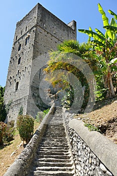 The MonrÃÂ©al tower on the ramparts of Sauveterre-de-BÃÂ©arn photo